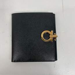 Authentic Salvatore Ferragamo Black Gancini Bi-Fold Wallet