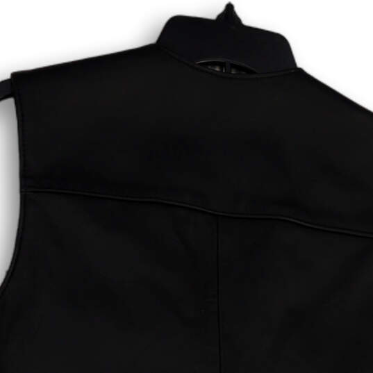 Womens Black Sleeveless V-Neck Pockets Button Front Motorcycle Vest Size L image number 4