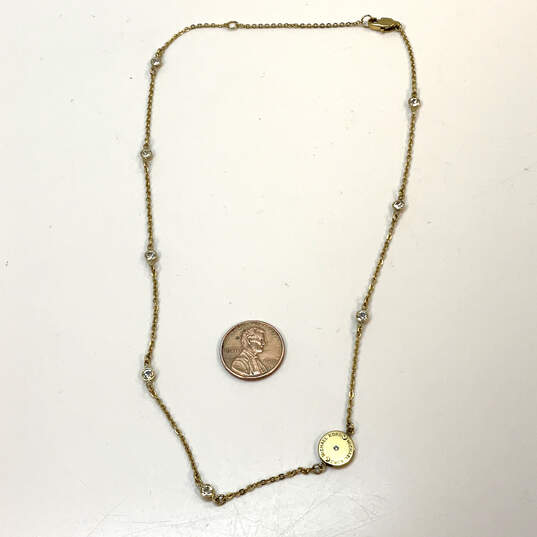 Designer Michael Kors Gold-Tone Link Chain Clear Rhinestone Charm Necklace image number 3