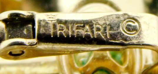 Vintage Crown Trifari Rhinestone Faux Pearl & Gold Tone Clip-On Earrings 12.7g image number 5