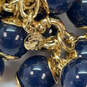 Designer J. Crew Gold-Tone Link Chain Blue Beaded Statement Necklace image number 4