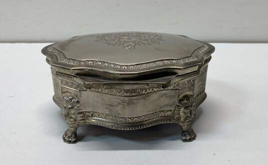 Vintage British Royal Crest Silver Plate Velvet Lined Vanity/Jewelry Box image number 3