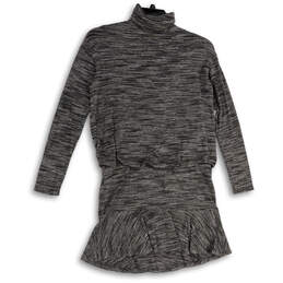 Womens Gray Heather Turtleneck Drop Waist Back Zip Sweater Dress Size Small