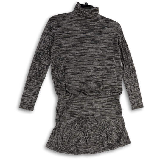 Womens Gray Heather Turtleneck Drop Waist Back Zip Sweater Dress Size Small image number 1