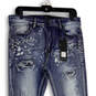 NWT Womens Blue Denim Medium Wash Distressed Skinny Leg Jeans Size 32 image number 1