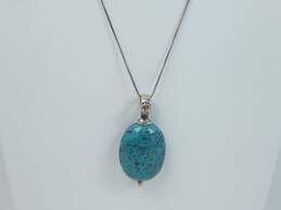 925 Turquoise Artisan Drop Pendant Necklace 18.4g alternative image