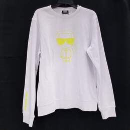 NWT Unisex Adults White Crew Neck Long Sleeve Pullover Sweatshirt Size L