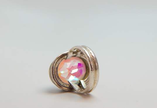 Romantic Sterling Silver Aurora Borealis Bracelet & Ring w/ Hoop Earrings 25.8g image number 8
