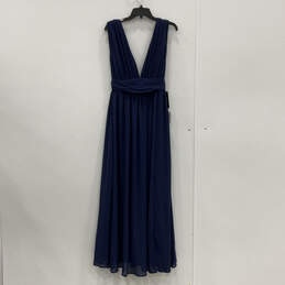 NWT Womens Blue Sleeveless V-Neck Side Slit Back Zip Maxi Dress Size M