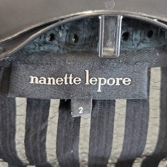 Nanette Lepore Women Black Eyelet Blazer Sz 2 image number 3