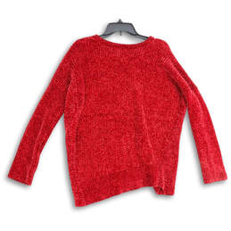 Womens Red Knitted Long Sleeve V-Neck Pullover Sweater Size Small alternative image