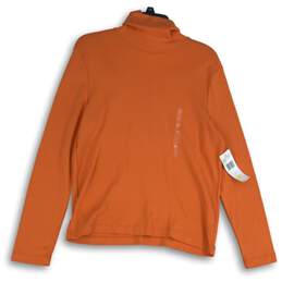 NWT Jones New York Womens Orange Turtleneck Long Sleeve Pullover T-Shirt Size PL