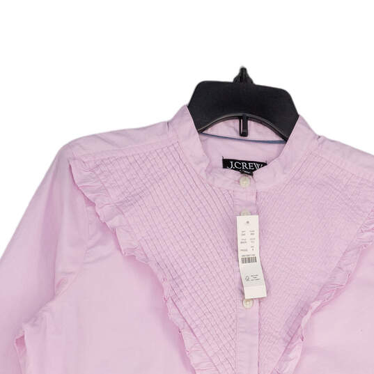 NWT Womens Pink Mandarin Collar long Sleeve Button-Up Shirt Size 8 image number 1