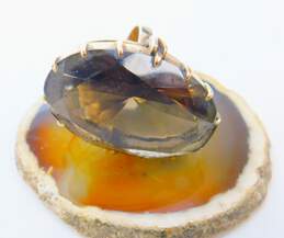 Exquisite 14K Yellow Gold Oval Smoky Quartz Cocktail Ring 12.9g