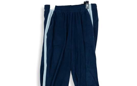 Mens Navy Striped Elastic Waist Pleated Loose Pull-On Sweatpants Size Large image number 3