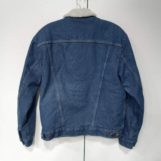 Wrangler Faux Fur Lined Blue Denim Western Jean Jacket image number 2