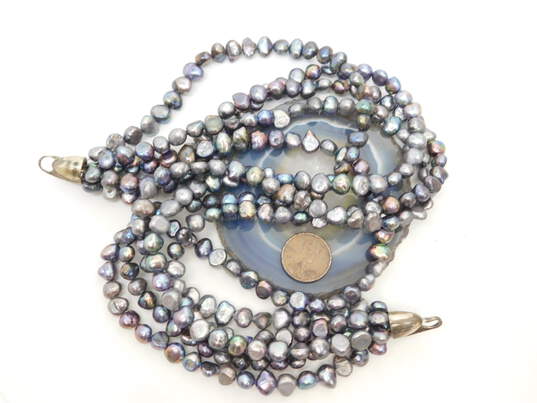 Artisan Silver Tone Multi Strand Pearl Necklace image number 6