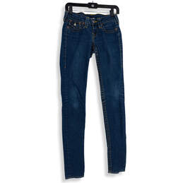 Womens Blue Denim Medium Wash 5-Pocket Design Skinny Leg Jeans Size 25
