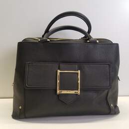 Steve Madden Black Faux Leather Pocket Buckle Large Tote Bag Handbag