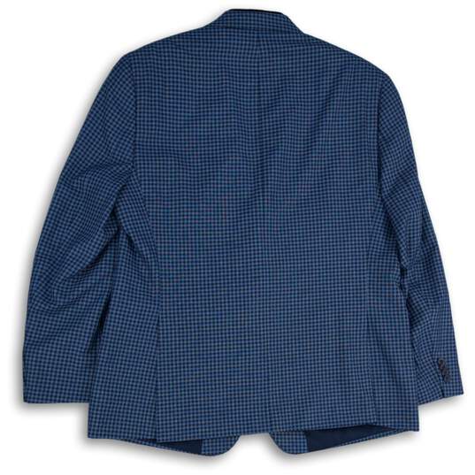 Michael Kors Mens Blue Gingham Single Breasted Two Button Blazer Size 44 image number 2