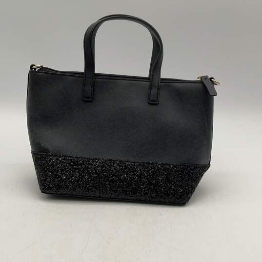 Kate Spade NY Womens Black Ina Greta Court Glitter Crossbody Strap Satchel Bag image number 2