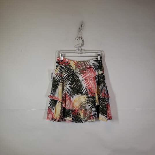 Womens Tiered Palm Tree Print Ruffled Detail Mini Skirt Size 4 image number 2