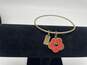Womens Gold Tone Round Poppy Red Flower Charm Bracelet  9.7g image number 1