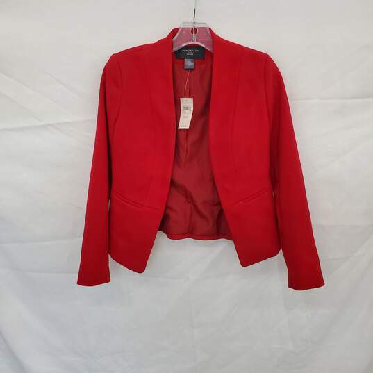 Ann Taylor Factory Petite Red Lined Blazer Jacket WM Size 00P NWT image number 1