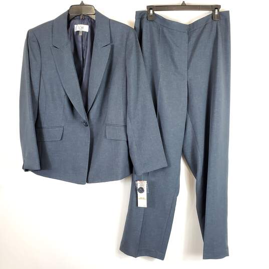 Le Suit Women Navy Blue Pants Suit 2Pc Set Sz 14W NWT image number 1