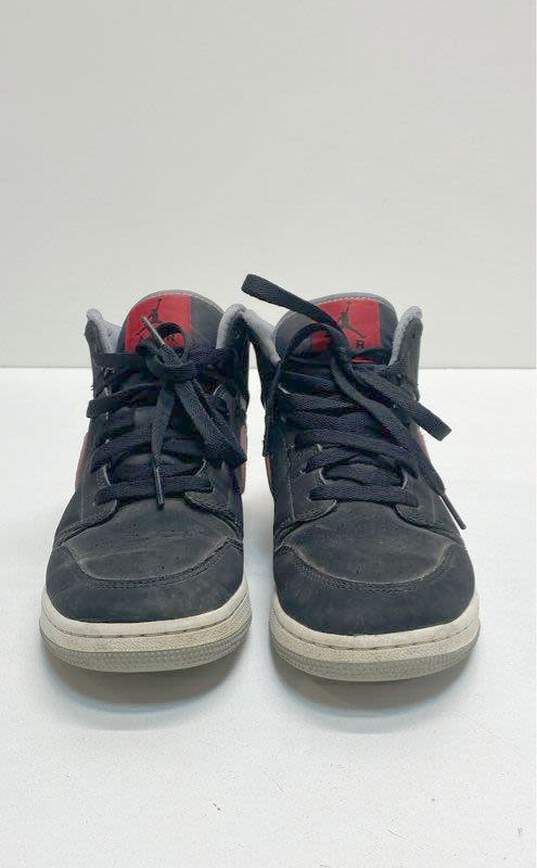 Air Jordan 1 Mid Black Particle Grey (GS) Athletic Shoes Women's Size 7 image number 3