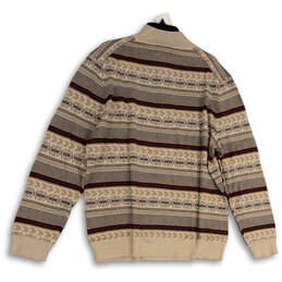 NWT Womens Brown Printed Knitted 1/4 Zip Mock Neck Pullover Sweater Sz XXL alternative image