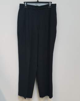 Womens Black Pockets Pleated Front Straight Leg Formal Dress Pants Size 46