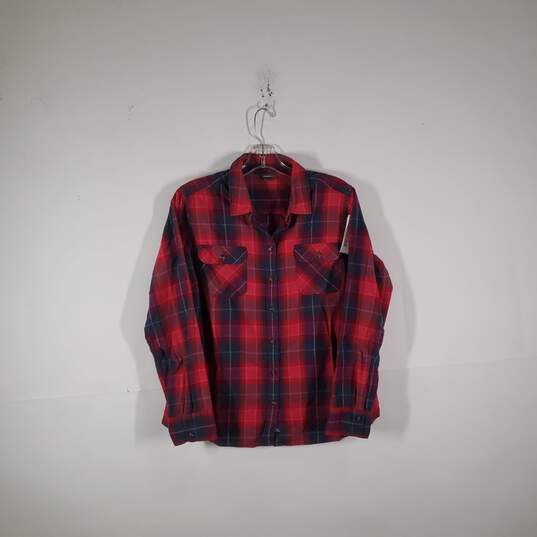 Womens Plaid Long Sleeve Collared Button-Up Shirt Size Large image number 1