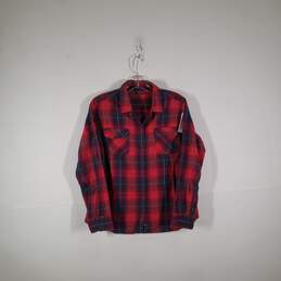 Womens Plaid Long Sleeve Collared Button-Up Shirt Size Large