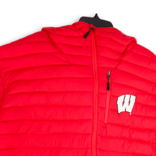 Mens Red Wisconsin Badgers Long Sleeve Hooded Full-Zip Jacket Size 6XL image number 3