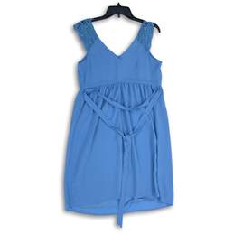 NWT A Pea In The Pod Womens Blue Lace V-Neck Sleeveless Tie Back A-Line Dress S alternative image