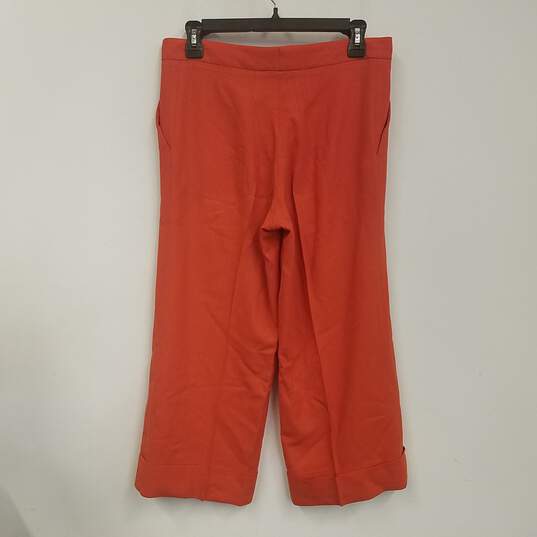 Womens Orange Wool Flat Front High Rise Cropped Wide Leg Pants Size 42 image number 2