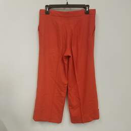 Womens Orange Wool Flat Front High Rise Cropped Wide Leg Pants Size 42 alternative image