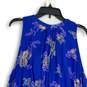 Womens Blue Pink Floral Sleeveless Asymmetrical Hem Mini Dress Size Medium image number 4