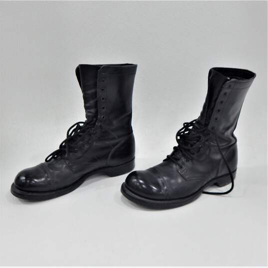 Vintage Corcoran Black Leather Military Combat Cap Toe Jump Boots Mens Size 10 D image number 2