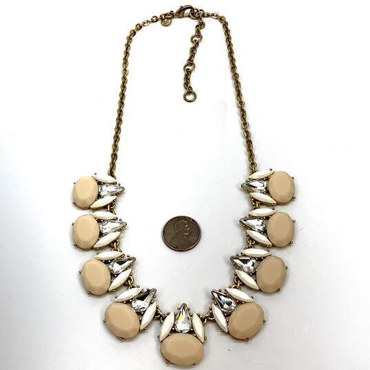 Designer J. Crew Gold-Tone Clear Rhinestone Link Chain Statement Necklace image number 3