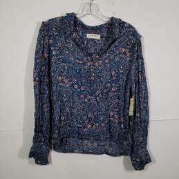 NWT Womens Floral Henley Neck Long Sleeve Blouse Top Size Medium