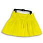 NWT Womens Yellow Back Zip Pleated Stretch Short A-Line Skirt Size 12 image number 4