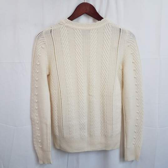 Banana Republic ivory cable knit crewneck sweater women's S image number 2