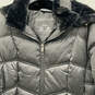 Womens Black Long Sleeve  Side Pocket Full-Zip Hooded Puffer Jacket Size L image number 3