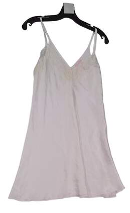 Womens White Sleeveless V Neck Pullover Chemise Slip Dress Size Small