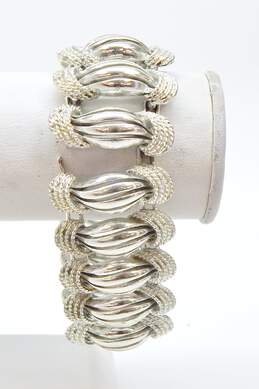 Vintage Coro Pegasus Silvertone Swirl Wide Linked Chain Bracelet For Repair