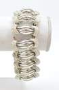 Vintage Coro Pegasus Silvertone Swirl Wide Linked Chain Bracelet For Repair image number 1