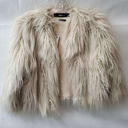 Zara Knit Limited Edition Faux Fur White Crop Jacket Size S