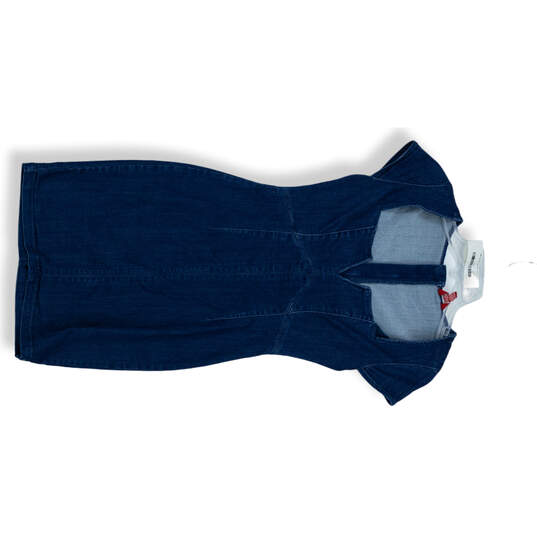 Womens Blue Denim Cap Sleeve Split Neck Back Zip Bodycon Dress Size Small image number 1